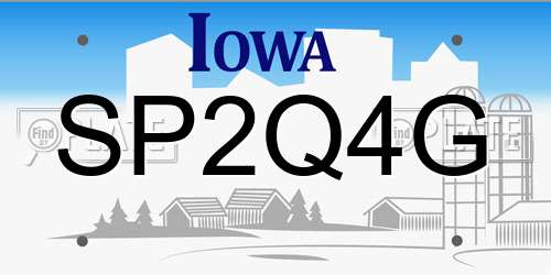SP2Q4G Iowa License Plate