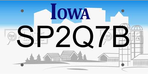 SP2Q7B Iowa License Plate