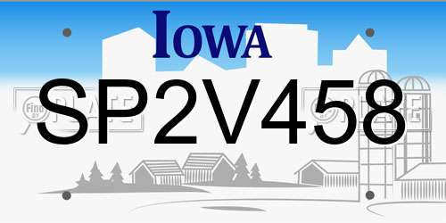 SP2V458 Iowa License Plate