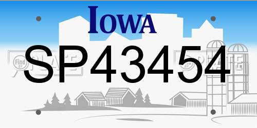 SP43454 Iowa License Plate