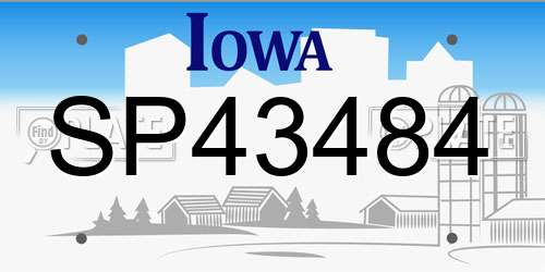 SP43484 Iowa License Plate