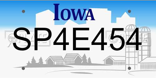 SP4E454 Iowa License Plate