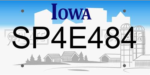 SP4E484 Iowa License Plate