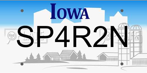 SP4R2N Iowa License Plate