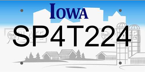 SP4T224 Iowa License Plate