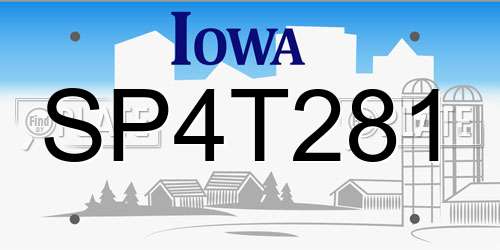 SP4T281 Iowa License Plate