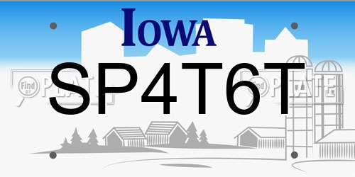 SP4T6T Iowa License Plate