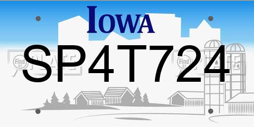 SP4T724 Iowa License Plate