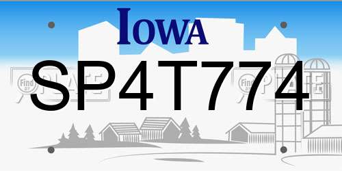 SP4T774 Iowa License Plate