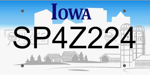 SP4Z224 Iowa License Plate