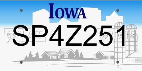 SP4Z251 Iowa License Plate