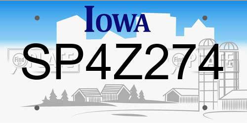 SP4Z274 Iowa License Plate