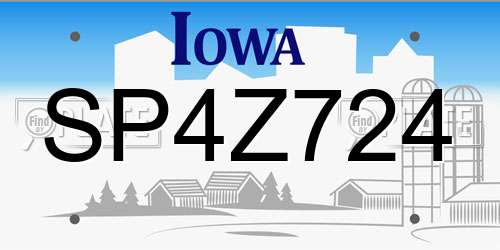 SP4Z724 Iowa License Plate