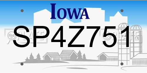 SP4Z751 Iowa License Plate