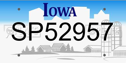 SP52957 Iowa License Plate