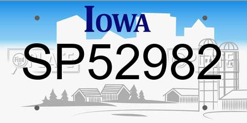 SP52982 Iowa License Plate