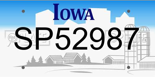 SP52987 Iowa License Plate
