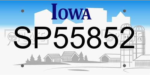 SP55852 Iowa License Plate