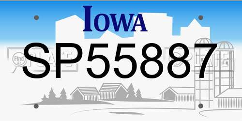 SP55887 Iowa License Plate