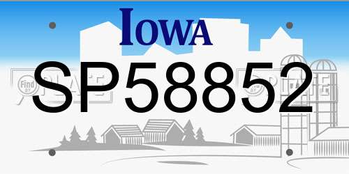 SP58852 Iowa License Plate