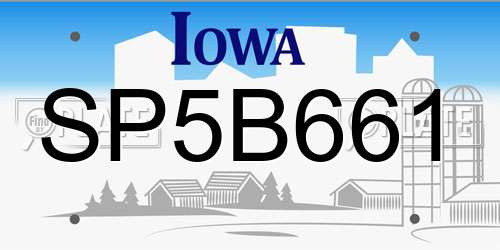SP5B661 Iowa License Plate