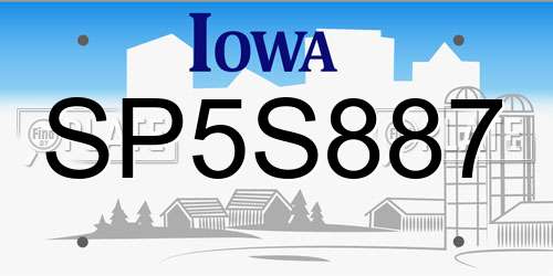 SP5S887 Iowa License Plate