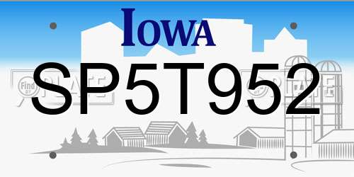 SP5T952 Iowa License Plate