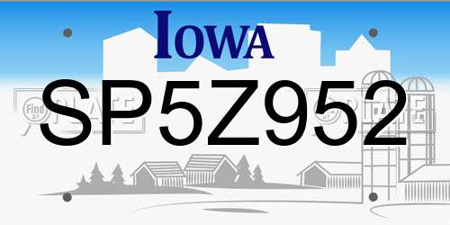 SP5Z952 Iowa License Plate