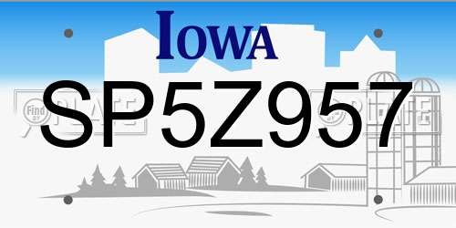 SP5Z957 Iowa License Plate