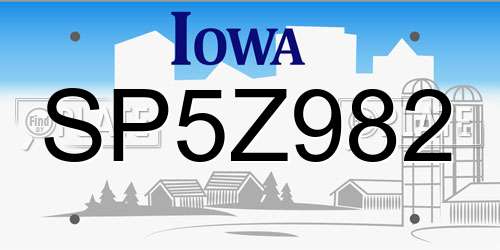 SP5Z982 Iowa License Plate