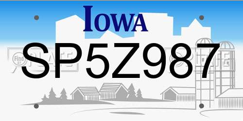 SP5Z987 Iowa License Plate