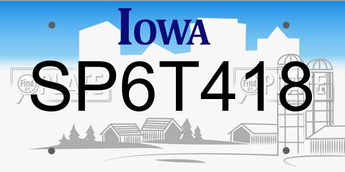 SP6T418 Iowa License Plate
