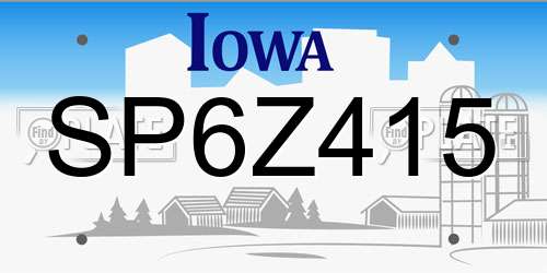 SP6Z415 Iowa License Plate