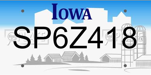 SP6Z418 Iowa License Plate
