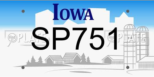 SP751 Iowa License Plate