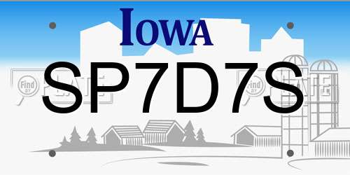 SP7D7S Iowa License Plate