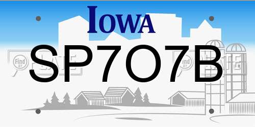SP7O7B Iowa License Plate