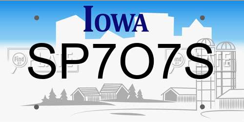 SP7O7S Iowa License Plate