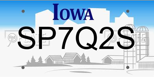 SP7Q2S Iowa License Plate