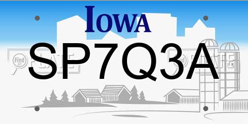 SP7Q3A Iowa License Plate