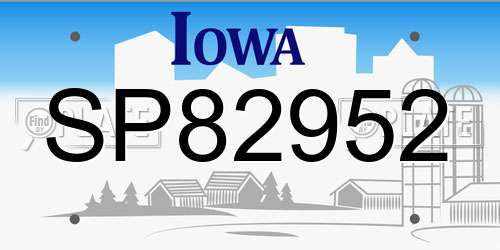 SP82952 Iowa License Plate