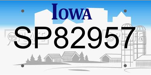 SP82957 Iowa License Plate