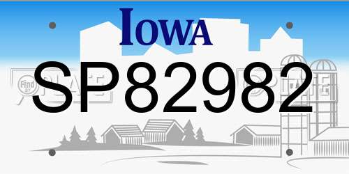 SP82982 Iowa License Plate