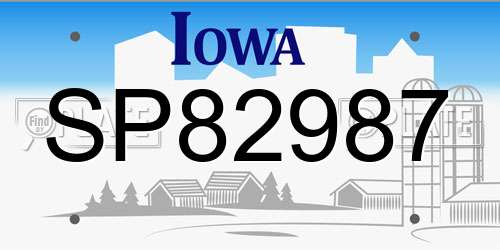 SP82987 Iowa License Plate