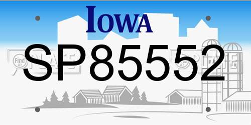 SP85552 Iowa License Plate