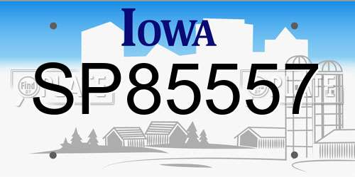 SP85557 Iowa License Plate