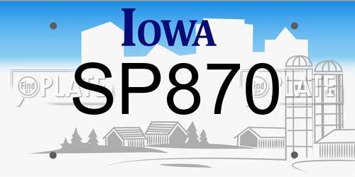 SP870 Iowa License Plate