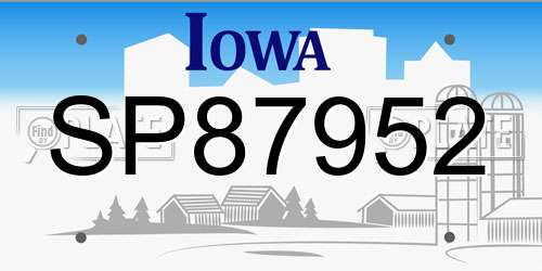 SP87952 Iowa License Plate