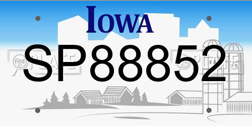 SP88852 Iowa License Plate