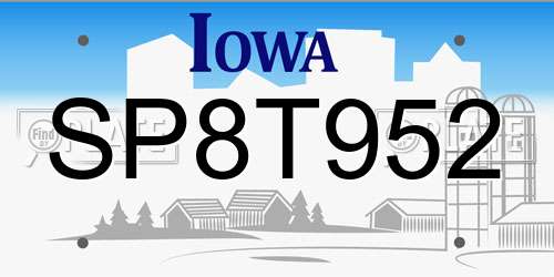SP8T952 Iowa License Plate